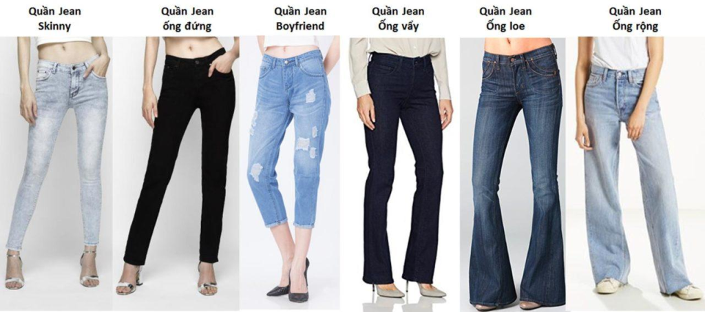 Các kiểu dáng quần jean nữ phổ biến và đặc điểm