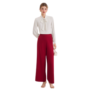 Quần ống suông lưng cao dây kéo sau