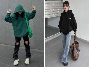 Áo hoodie nữ phối đồ cá tính