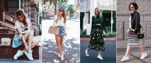 Phối đồ nữ với giày sneaker